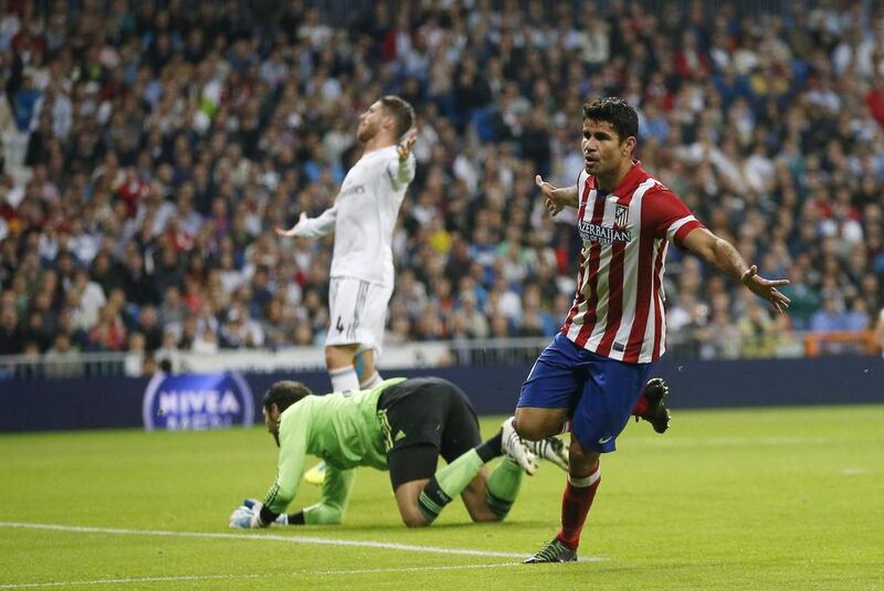 It took just 11 minutes for Atletico's Diego Costa to score the only goal of the Madrid derby. Juan Medina / Reuters