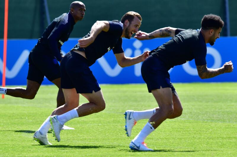 England forward Harry Kane takes part in a training session in Repino on June 27. AFP
