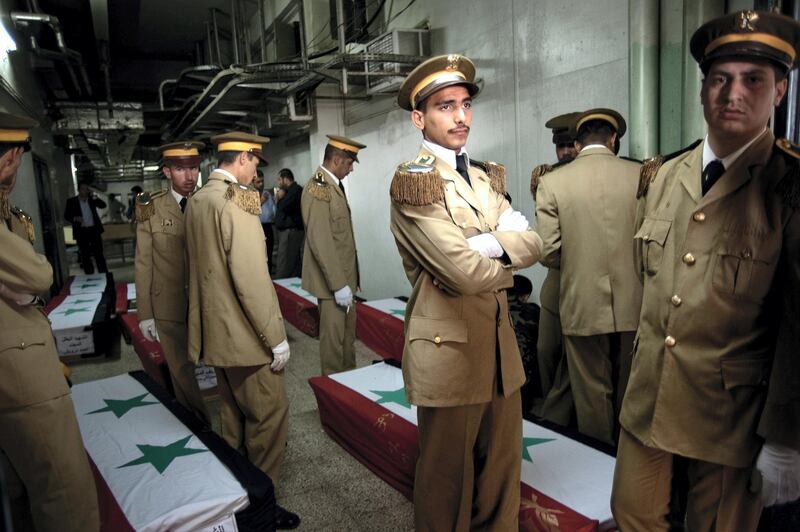 The Syrian military held a funeral service for 42 soldiers at the Tishreen Military hospital in Damascus before returning the bodies of the deceased to family members. Another eight soldiers remained in the morgue. 
