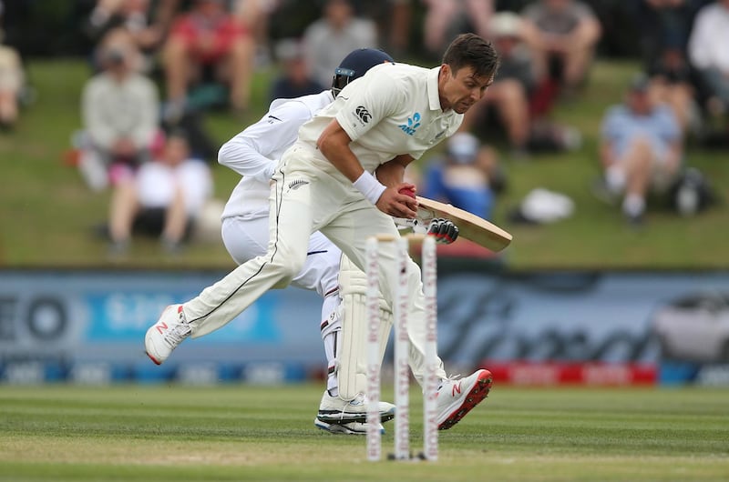 New Zealand's Trent Boult collects the ball in his follow through. Reuters