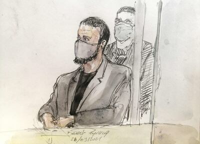 A court sketch of Salah Abdeslam. AFP