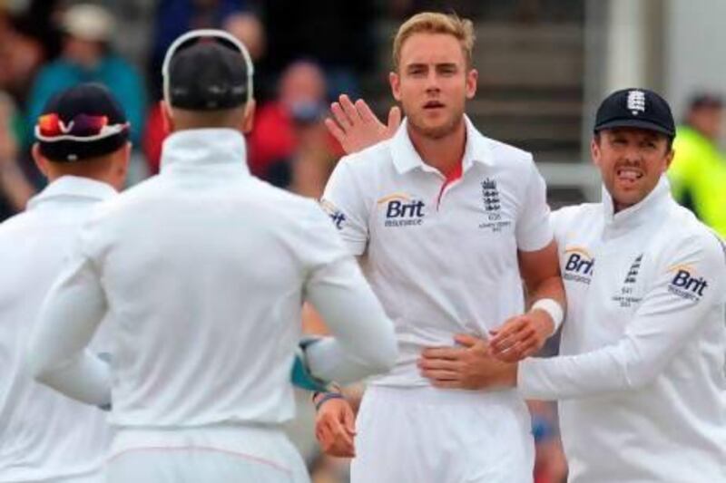 England bowler Stuart Broad, second from the right, has had a quiet Ashes series so far with only six wickets taken and needs to step up in the remaining two Tests.