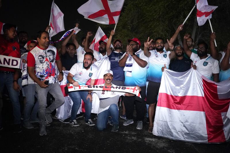 England fans outside the team hotel in Qatar. PA