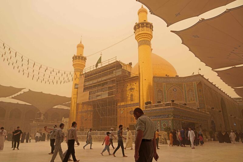 Imam Ali shrine in Najaf. Iraq awoke to its fifth sandstorm within a month on Thursday. AFP