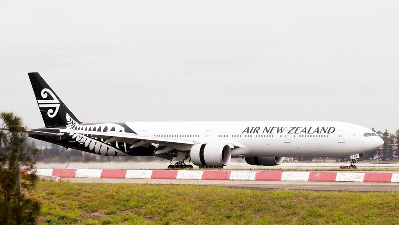 An Air New Zealand Boeing 777-300ER plane taxis after landing at Kingsford Smith International Airport in Sydney, Australia, February 22, 2018. REUTERS/Daniel Munoz