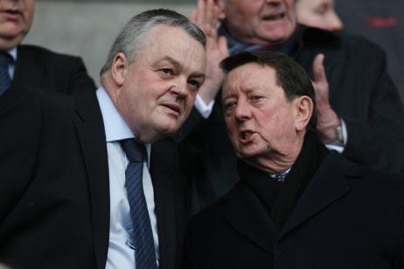 Phil Gartside , the Bolton chairman, left, with Sir David Richards, the Premier League chairman.