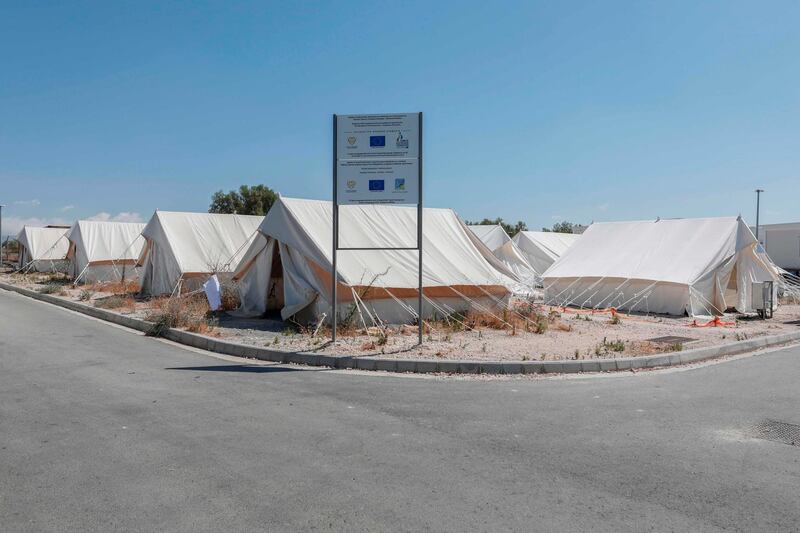 Tents have been erected at Pournara in Cyrpus for migrants and asylum seekers. AFP