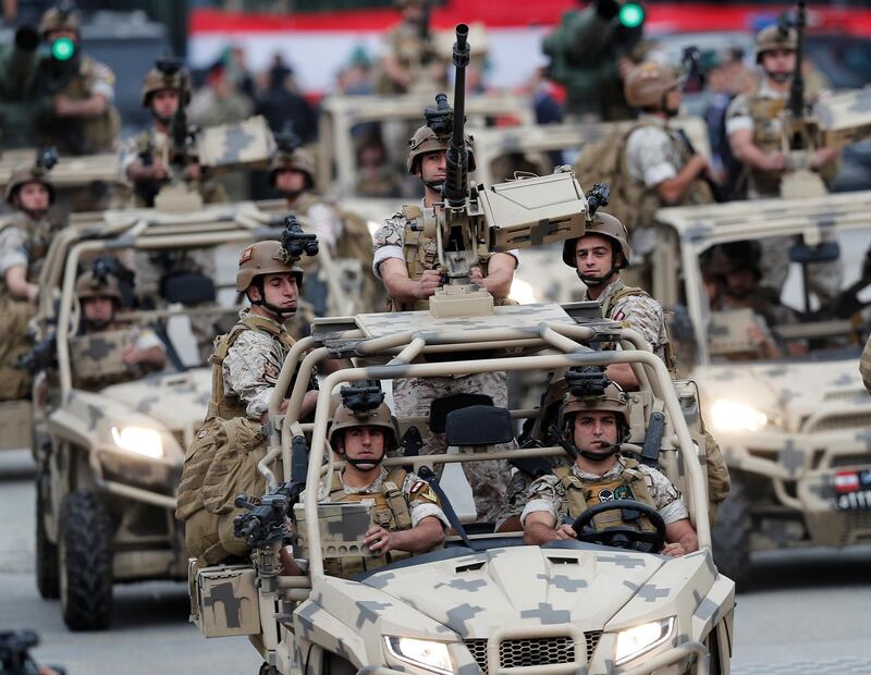 Lebanon's military parade coincided with Lebanese premier Saad Hariri's much anticipated return to Beirut. Hussein Malla / AP Photo