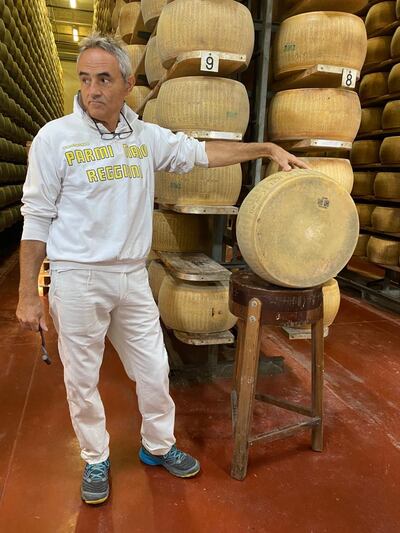 Paolo Caramaschi, who owns Caseificio San Bernardino dairy with his brother, Marco Caramaschi. Farah Andrews / The National