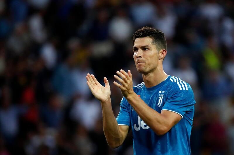 Ronaldo acknowledges fans at the end of the game. AP