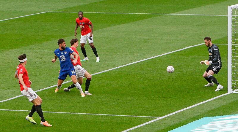 Chelsea's French striker Olivier Giroud scores the opener. AFP