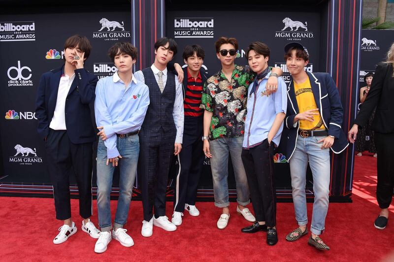 Boy Band BTS attends the 2018 Billboard Music Awards 2018 at the MGM Grand Resort International on May 20, 2018 in Las Vegas, Nevada. / AFP / LISA O'CONNOR
