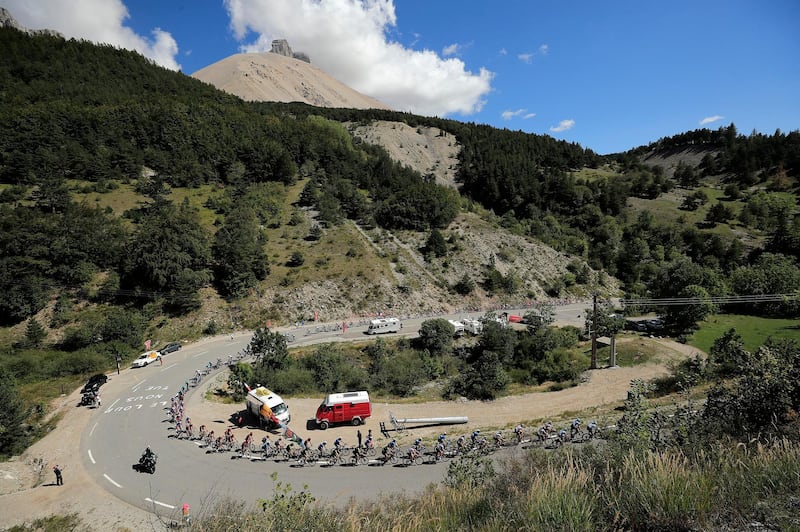 The peloton during the 160.5km long Stage 4 from Sisteron to Orcieres-Merlette. EPA