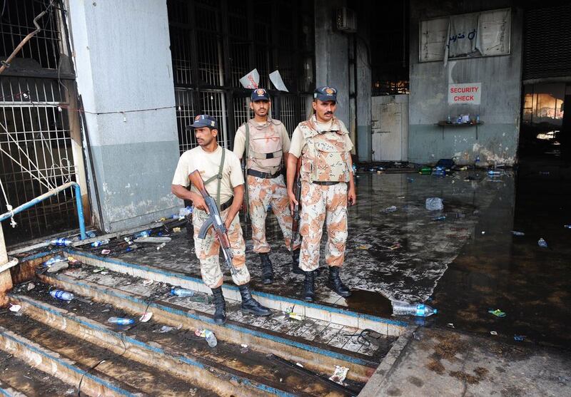 Pakistani Rangers keeping watch a day after the siege. Rizwan Tabassum/AFP Photo