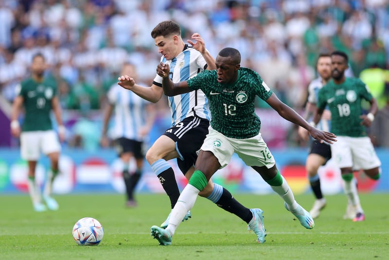 Saud Abdulhamid 7: Handed Argentina early penalty after VAR spotted him hauling down Paredes in box. Both Saudi full-backs not afraid of pushing forward although final ball was sometimes lacking. Booked in second half when he was outstanding at helping keep opposition at bay. Getty
