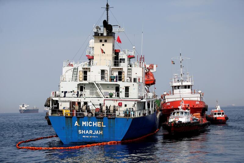 Tanker A. Michel is seen off the Port of Fujairah, United Arab Emirates, May 13, 2019. REUTERS/Satish Kumar