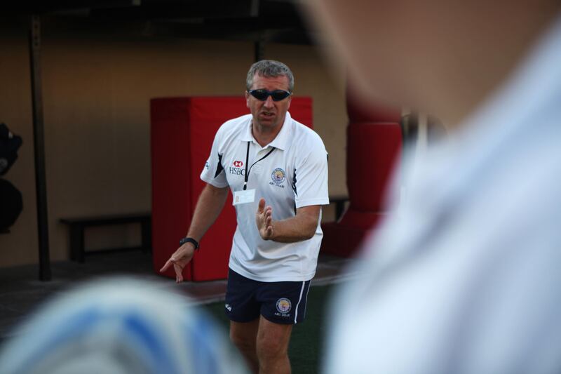 United Arab Emirates - Abu Dhabi - October 24th, 2010:  Lyn Jones coaches rugby at the British School l Khubairat.  (Galen Clarke/The National)