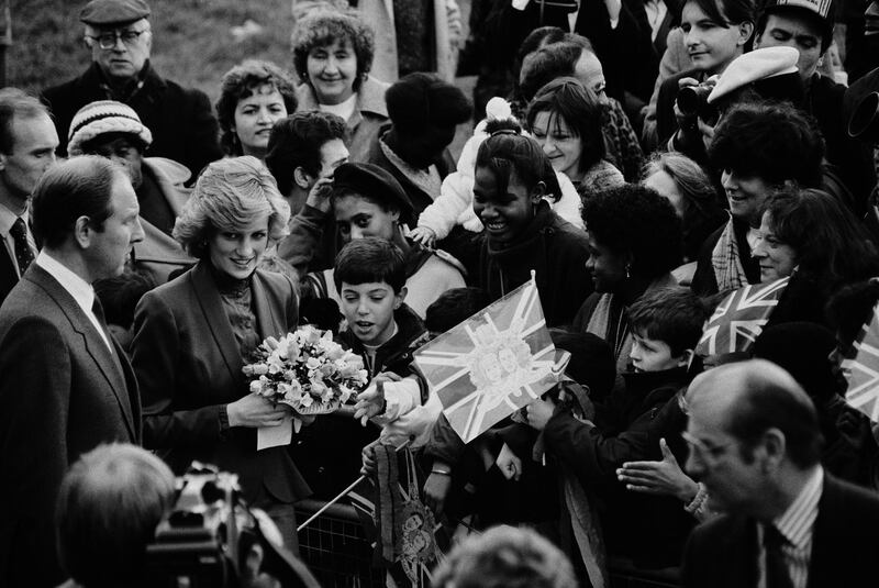 Diana, Princess of Wales (1961-1997) meets members of the public during a royal visit to a community centre in north London, England, 1st February 1985. (Photo by McKeown/Daily Express/Hulton Archive/Getty Images)