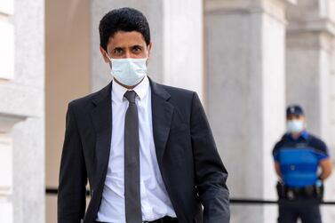 Nasser Al Khelaifi, president of Paris Saint-Germain, at the Federal Criminal Court in Bellinzona, Switzerland. AP