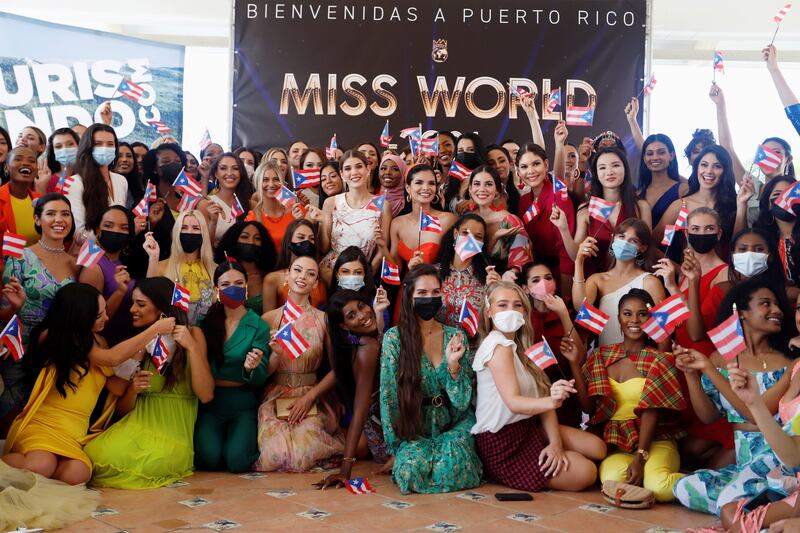 Miss World 2021 contestants arrive at their hotel in Rio Grande, Puerto Rico. A total of 98 participants competed for the crown. All photos: EPA