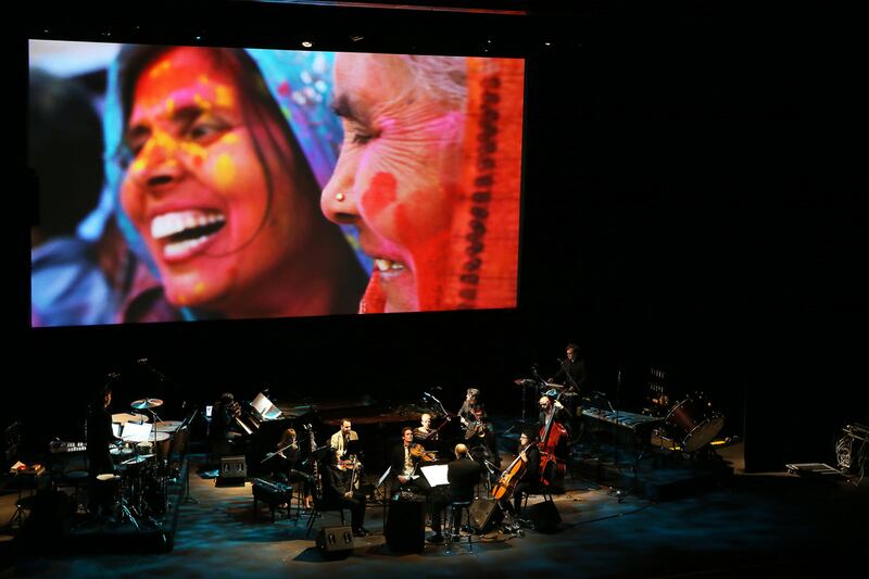 Radhe Radhe: Rites of Holi was screened at NYU Abu Dhabi on March 30, 2017, with live musical accompaniment from New York’s International Contemporary Ensemble and pianist Vijay Iyer.  Pawan Singh / The National