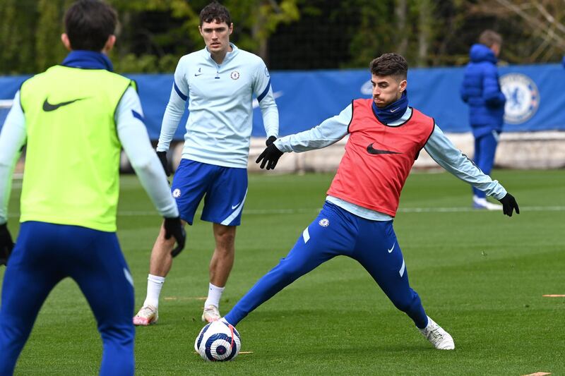 COBHAM, ENGLAND - APRIL 30:  Jorginho of Chelsea during a training session at Chelsea Training Ground on April 30, 2021 in Cobham, England. (Photo by Darren Walsh/Chelsea FC via Getty Images)