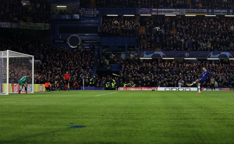 Chelsea's Kai Havertz scores the team's second goal with a re-taken penalty. AFP