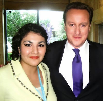 Ana Diamond with former British Prime Minister David Cameron. Photo: Ana Diamond