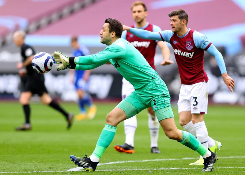 WEST HAM RATINGS: Lukasz Fabianski 6 – Made a number of routine saves before stepping up with an all-important interception in the last ten minutes to stop Leicester scoring another. Patrolled his box well. EPA