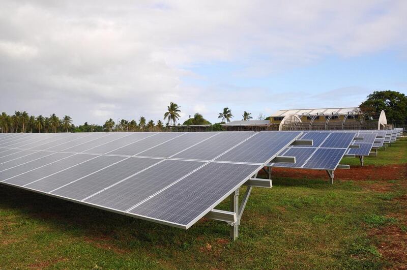 Masdar's Vava’u 512 kW solar PV in Tonga. The 512kW solar plant has helped reduce fuel consumption on the Tongan island of Vava’u. The project’s advanced control systems ensure a maximum of 70 per cent of the solar energy is efficiently fed into the grid at peak hours; any surplus is stored in a battery bank for later use.  Courtesy Masdar