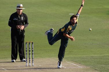JOHANNESBURG, SOUTH AFRICA - SEPTEMBER 23: Shahid Afridi of Pakistan bowls during the ICC Champions Trophy Group A match between Pakistan and West Indies played at Wanderers Stadium on September 23, 2009 in Johannesburg, South Africa. (Photo by Hamish Blair/Getty Images)