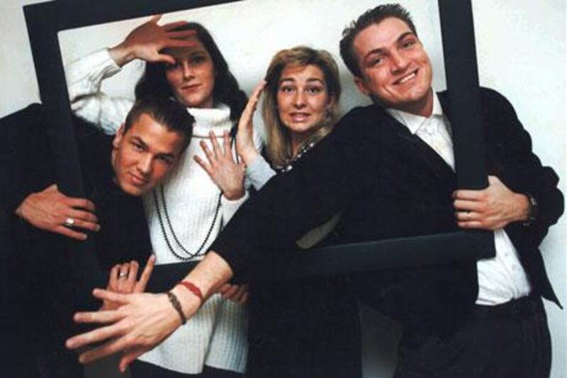 Ulf Ekberg, left, and the Berggren siblings Jenny, Malin and Jonas as Ace of Base in 1993. The Gothenburg group released a new album, The Golden Ratio, last year.