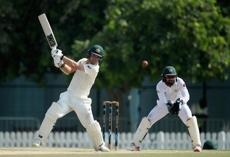 DUBAI, UNITED ARAB EMIRATES - OCTOBER 01:  Travis Head of Australia bats during day three of the tour match between Australia and Pakistan A at ICC Academy on October 1, 2018 in Dubai, United Arab Emirates.  (Photo by Francois Nel/Getty Images)