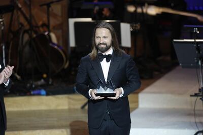 Swedish songwriter and music producer Max Martin receives the Polar Music Prize at the Stockholm Concert Hall. AFP.