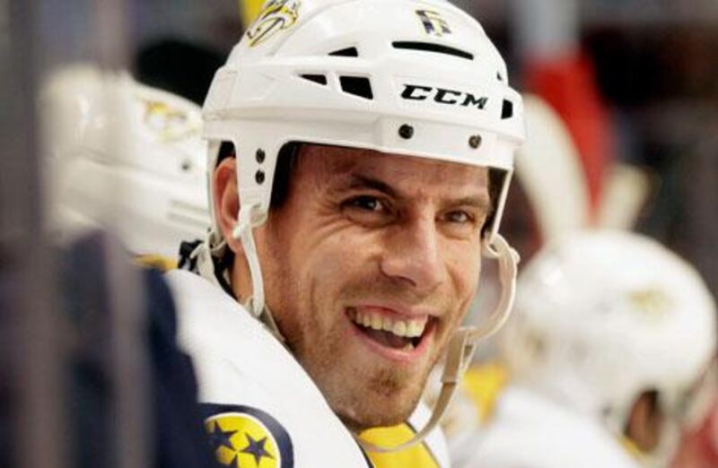 Nashville Predators star Shea Weber watches his teammates in action