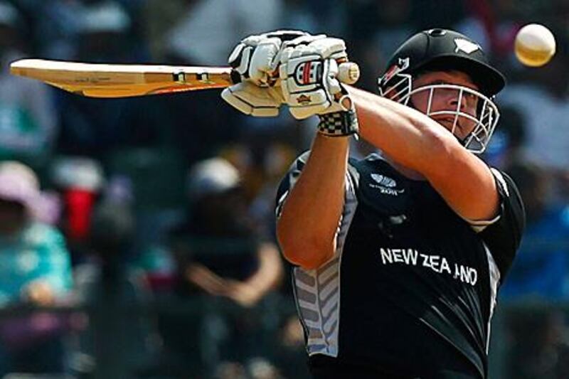 Jesse Ryder, the New Zealand batsman, attempts a hook during his innings of 38 against Canda in Mumbai.