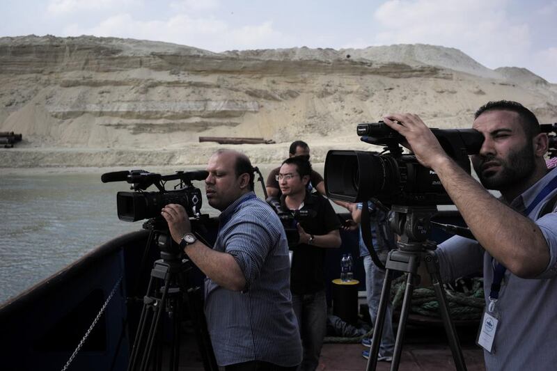 Journalists during a tour of the new Suez canal. David Degner for The National