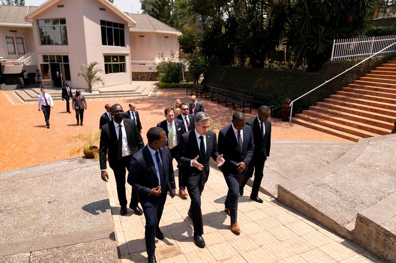 Secretary of State Antony Blinken is visiting Africa this week. Here, he visits the Kigali Genocide Memorial in Rwanda. AFP
