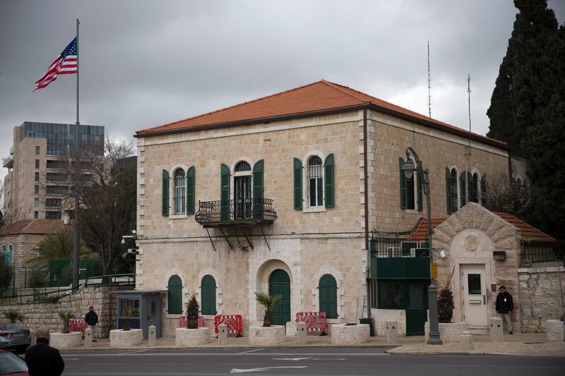 A US flag flies over the consulate building in Jerusalem. AP