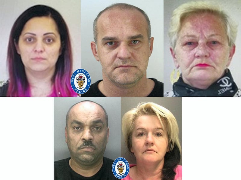 (L-R) Car wash mafia family Zdenka Ferencova, her father Pavol Ferenc, and his wife Klaudia Ferencova, bottom: Gejza Demeter and his wife Andrea Demeterova were sentenced to jail. West Midlands Police