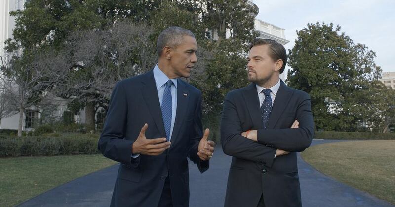 Leonardo DiCaprio interviews US President Barack Obama for Before the Flood. Courtesy: National Geographic