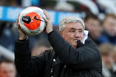 Soccer Football - Premier League - Newcastle United v Burnley - St James' Park, Newcastle, Britain - February 29, 2020 Newcastle United manager Steve Bruce throws the ball Action Images via Reuters/Carl Recine EDITORIAL USE ONLY. No use with unauthorized audio, video, data, fixture lists, club/league logos or "live" services. Online in-match use limited to 75 images, no video emulation. No use in betting, games or single club/league/player publications. Please contact your account representative for further details.