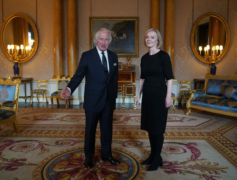 King Charles during his first audience with Prime Minister Liz Truss at Buckingham Palace in September 2022