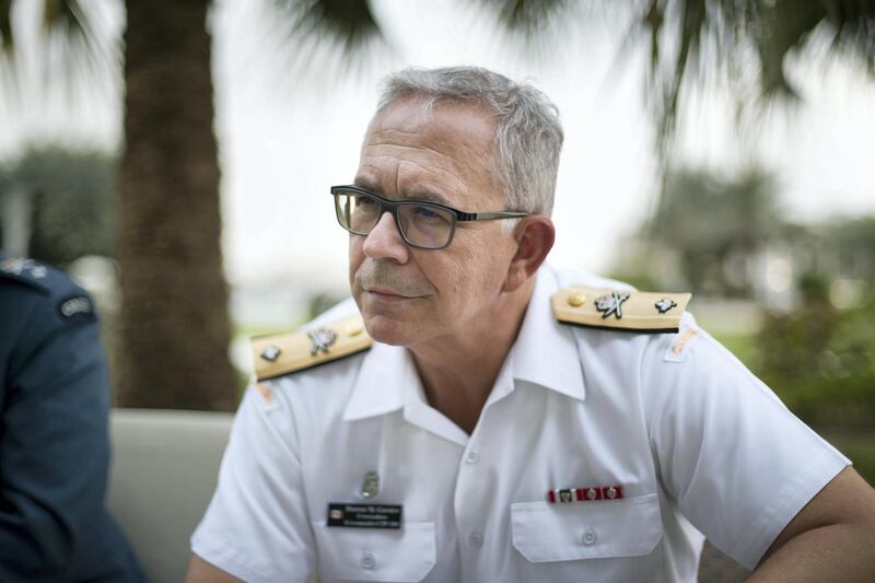 ABU DHABI, UNITED ARAB EMIRATES - FEBRUARY, 19 2019.

Darren M Garnier, Commodore at Canadian Armed Forces. 
(Photo by Reem Mohammed/The National)

Reporter: 
Section:  NA