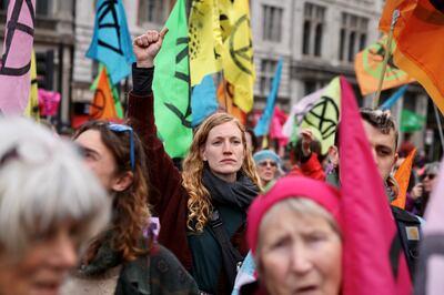 Climate activists from Extinction Rebellion take part in a demonstration in London. Reuters.
