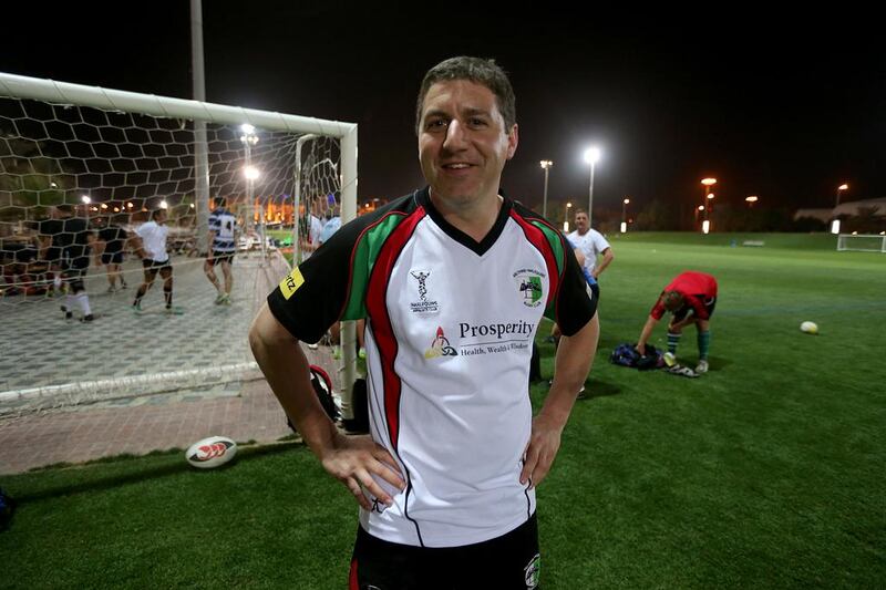 Abu Dhabi Harlequins full-back Tom Calnan, pictured on February 17, 2014, is set to enter the Guinness Book of Records for being the oldest debutant in both rugby union and rugby league. Sammy Dallal / The National