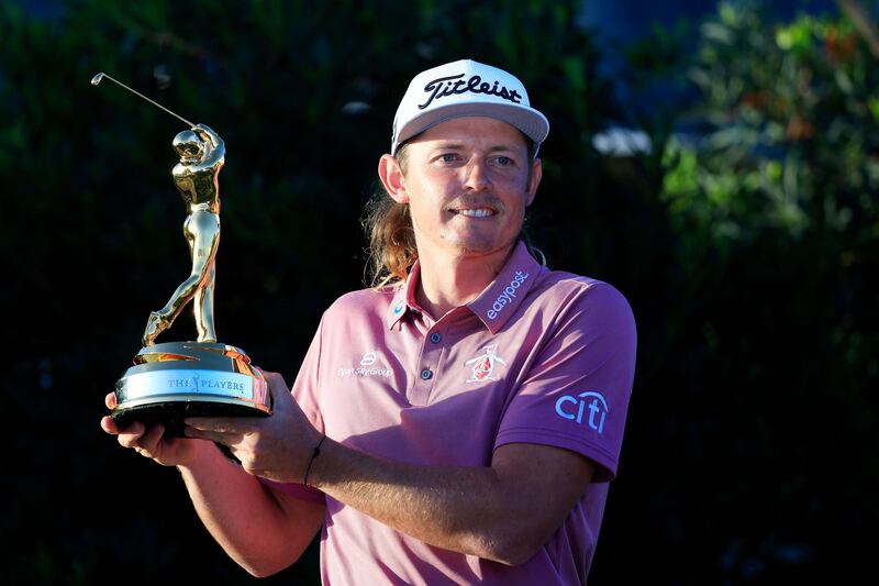 Cameron Smith celebrates with The Players Championship trophy after winning the PGA Tour's flagship event at TPC Sawgrass. Getty Images