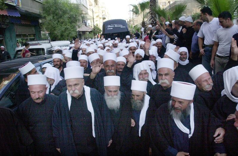 A 2004 file picture of members of the Syrian Druze community. (Bassem Tellawi / AP)