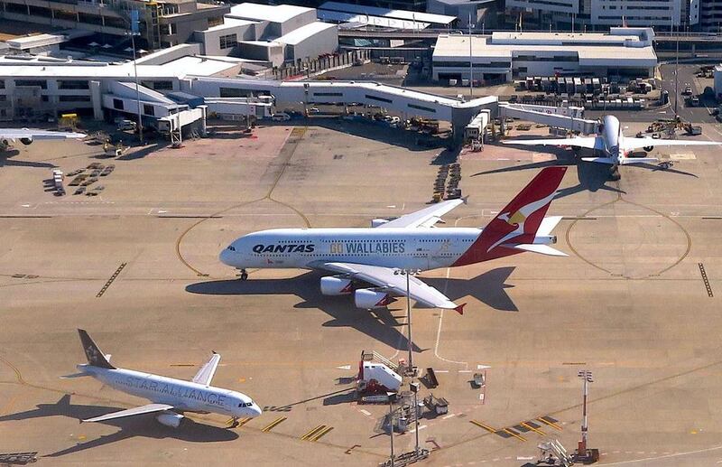 A Qantas Airbus A380 at Sydney's International Airport in Australia. Australia and New Zealand's big carriers are banding together to fight airport cost inflation. David Gray / Reuters