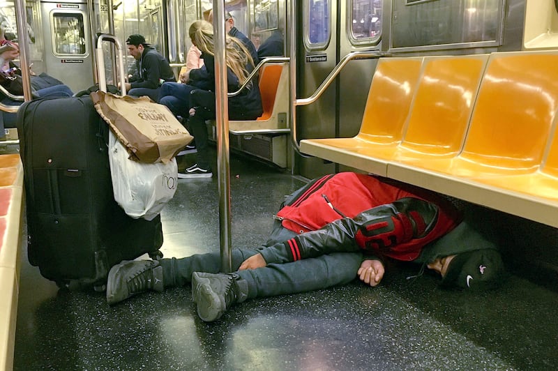 In February, New York mayor Eric Adams announced a plan to try to stop homeless people from sleeping on trains or living in stations. AP